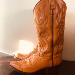 Ostrich Leather Boots. Warm Tan. LIGHTLY used